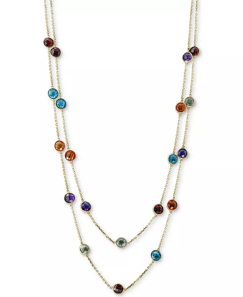 [14K, 28-9/10 Ct. T.W.]  Gold Multi Stone Long 43" Strand Necklace