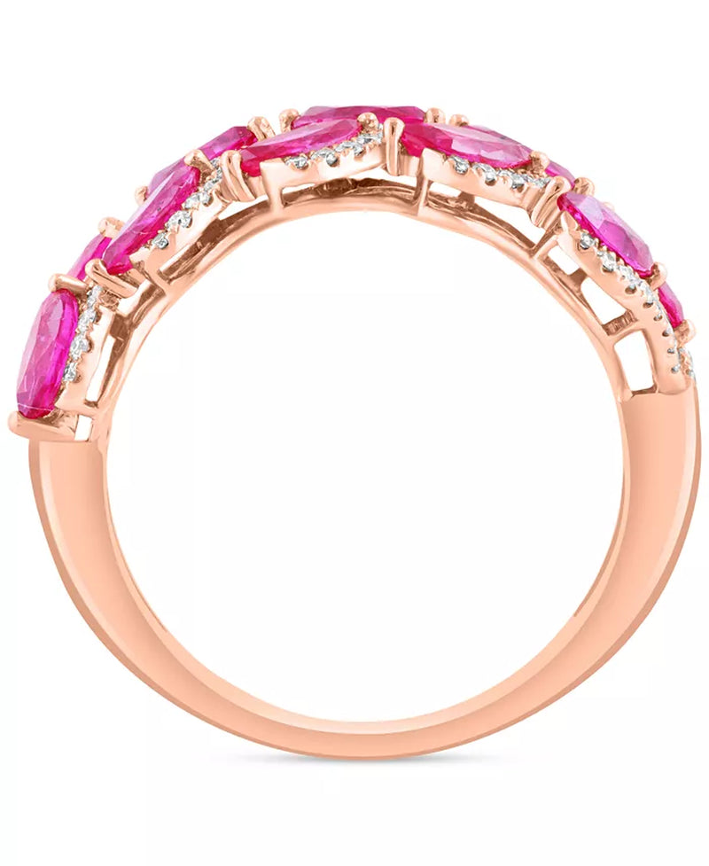 [14K] Rose Gold Statement Featuring Marquise-Cut Ruby (1-5/8 Ct. T.W.) & Diamonds (1/3 Ct. T.W.) Ring