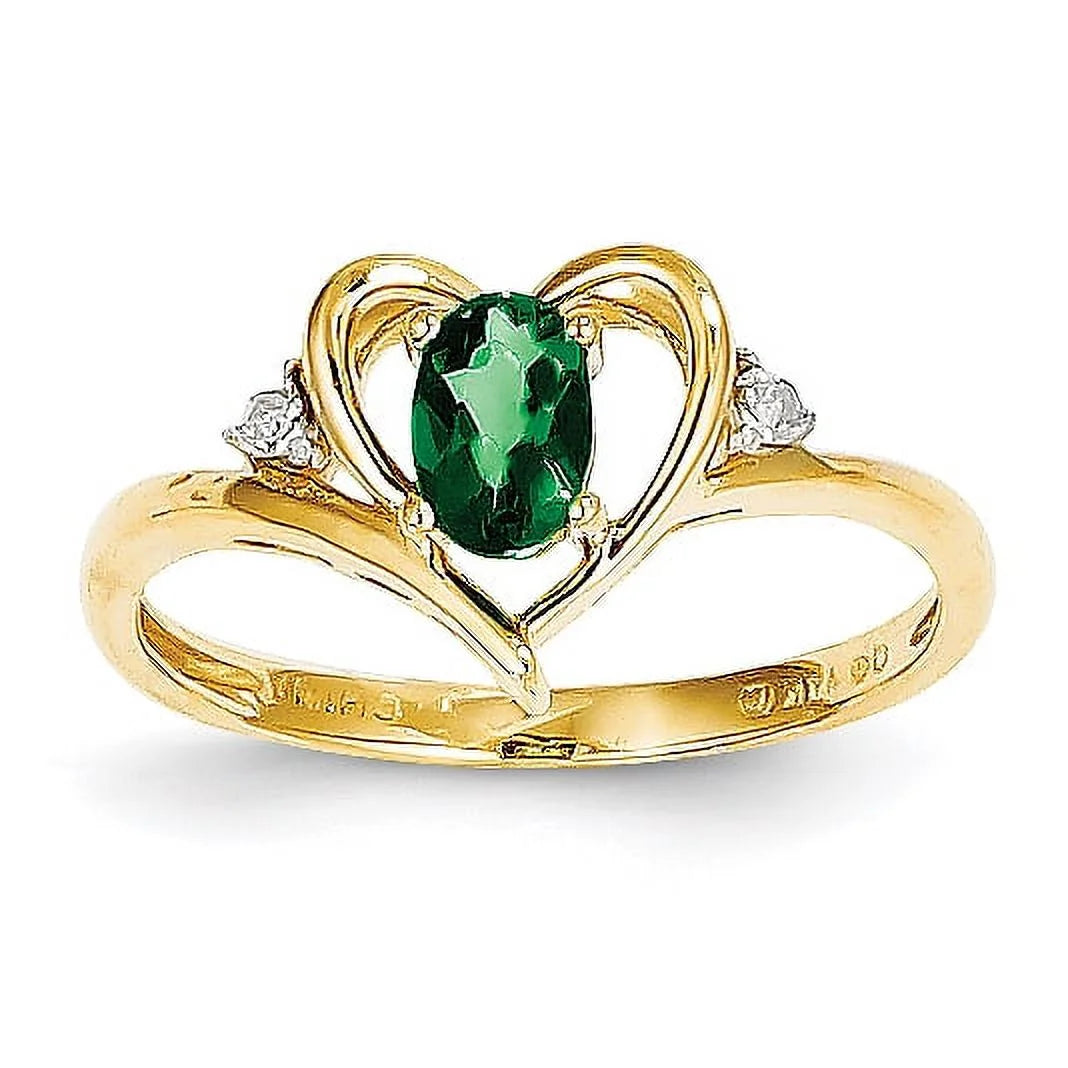 14K Diamond & Emerald Ring