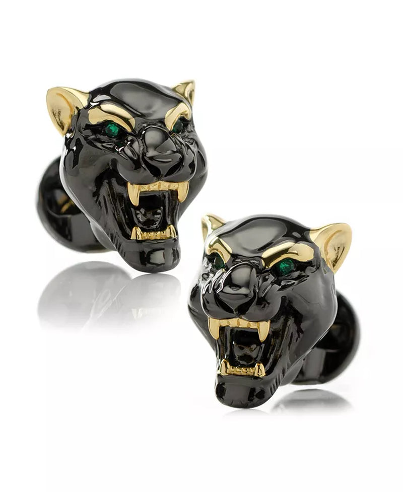 Sterling Silver Black & Gold-Tone Panther Cufflinks