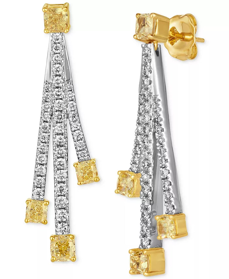 [14K] Gold Coutureâ® Sunny Yellow Diamond (1-1/2 Ct. T.W.) & Vanilla Diamond (5/8 Ct. T.W.) Drop Earrings