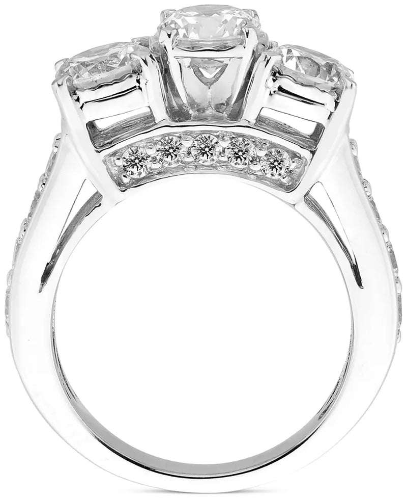 [14K, 3 Ct. T.W.] White Gold 3-Stone Diamond Ring