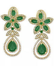 [14K] White Gold  Emerald (5-1/4 Ct. T.W.) & Diamond (1-1/4 Ct. T.W.) Teardrop Earrings