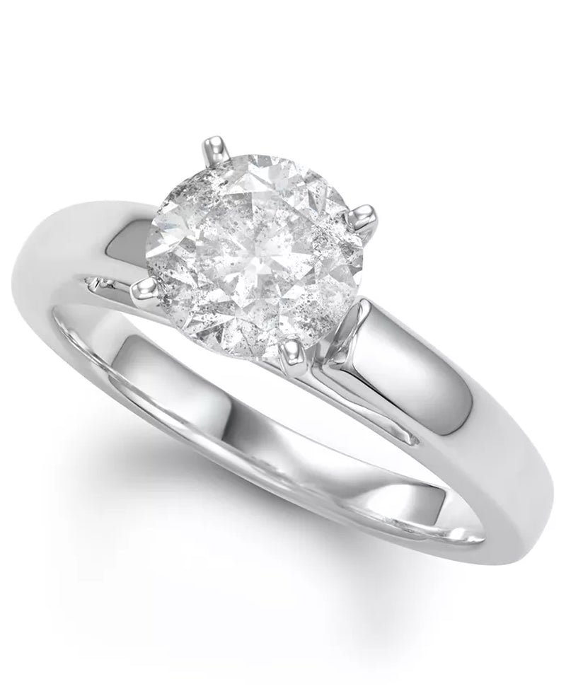 [14K, 2 Ct. T.W.] White Gold Diamond Solitaire Engagement Ring