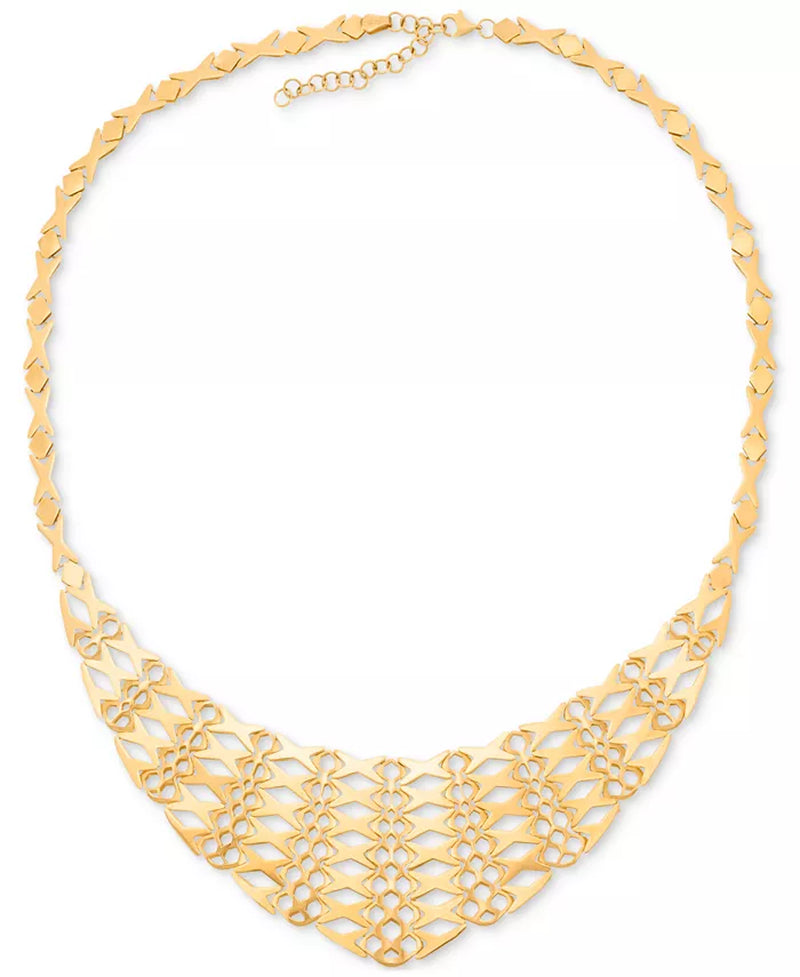 [14K] Gold-Plated Sterling Silver Graduated Openwork Statement Necklace