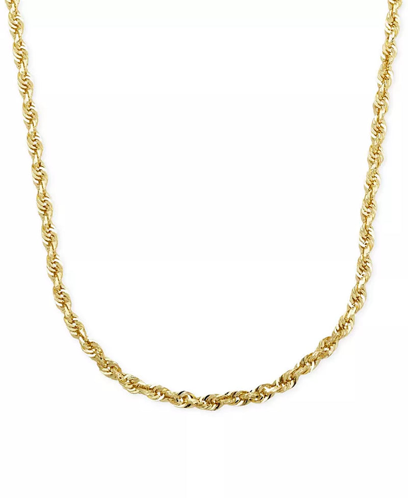 [14K, 3Mm] Solid Gold Rope Chain 24" Necklace