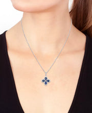 [14K] Sapphire (7/8 Ct. T.W.) & Diamond (1/5 Ct. T.W.) Flower Necklace