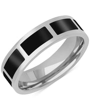 Sterling Silver Men's Polished Black Ceramic Segmented Band