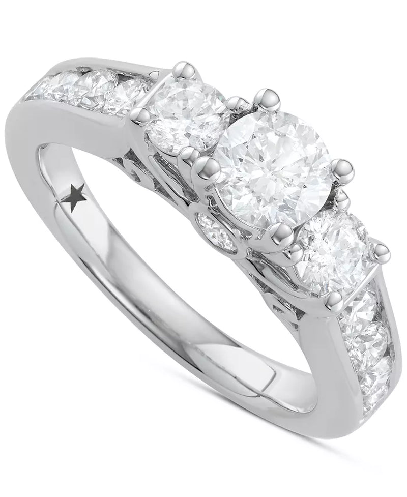 [14K, 2 Ct. T.W.] White Gold Diamond Channel-Set Engagement Ring