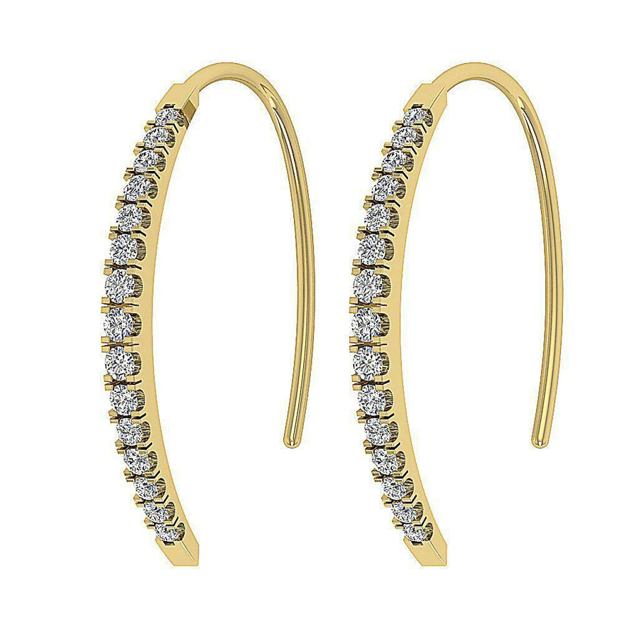 [14K, 0.40 Carat] Gold Open Hoops Earrings With Natural Diamonds