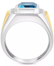 London Blue Topaz (5-1/10 Ct. T.W.) & Diamond (1/5 Ct. T.W.) Ring in Sterling Silver & 18K Gold-Plate