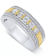 [10K, 1 Ct. T.W.] Two-Tone Gold Mens Diamond Openwork Band