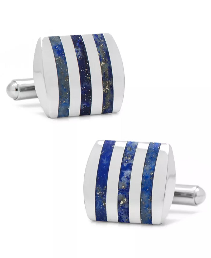 Stripes Stainless Steel Striped Lapis Cufflinks