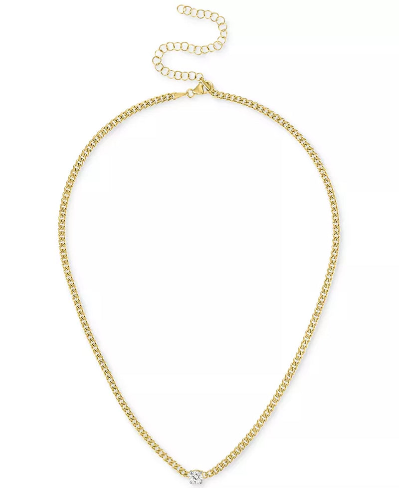 [14K, 1/2 Ct. T.W.] Gold-Plated Sterling Silver Lab-Grown Diamond Necklace