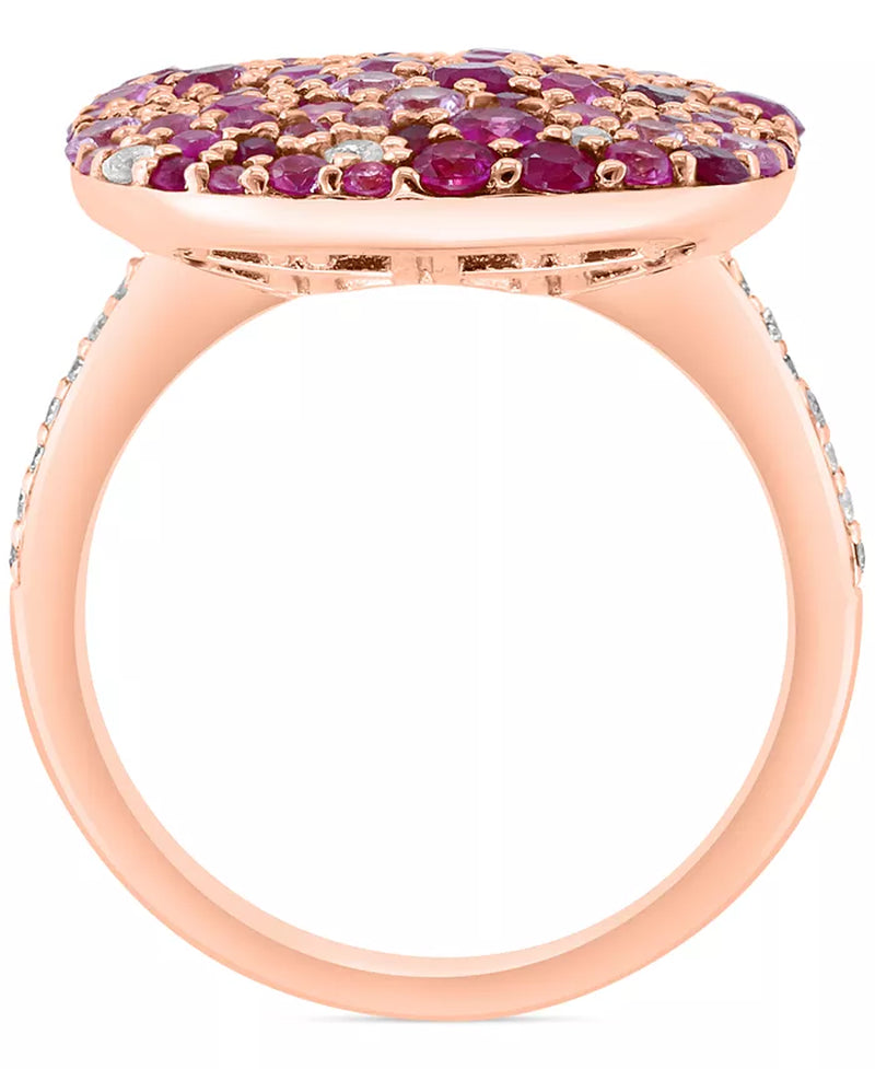 Multi-Gemstone (2-3/4 Ct. T.W.) & Diamond (1/10 Ct. T.W.) Cluster Ring in Rose Gold-Plated Silver