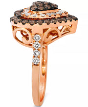 [14K, 1-1/4 Ct. T.W.] Rose Gold GODIVA X â® Chocolate Diamond & Nude Diamond Heart Halo Cluster Ring