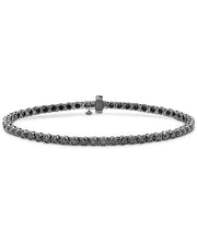 [5 Ct. T.W.] Men's Rhodium-Plated Sterling Silver Black Diamond Tennis Bracelet