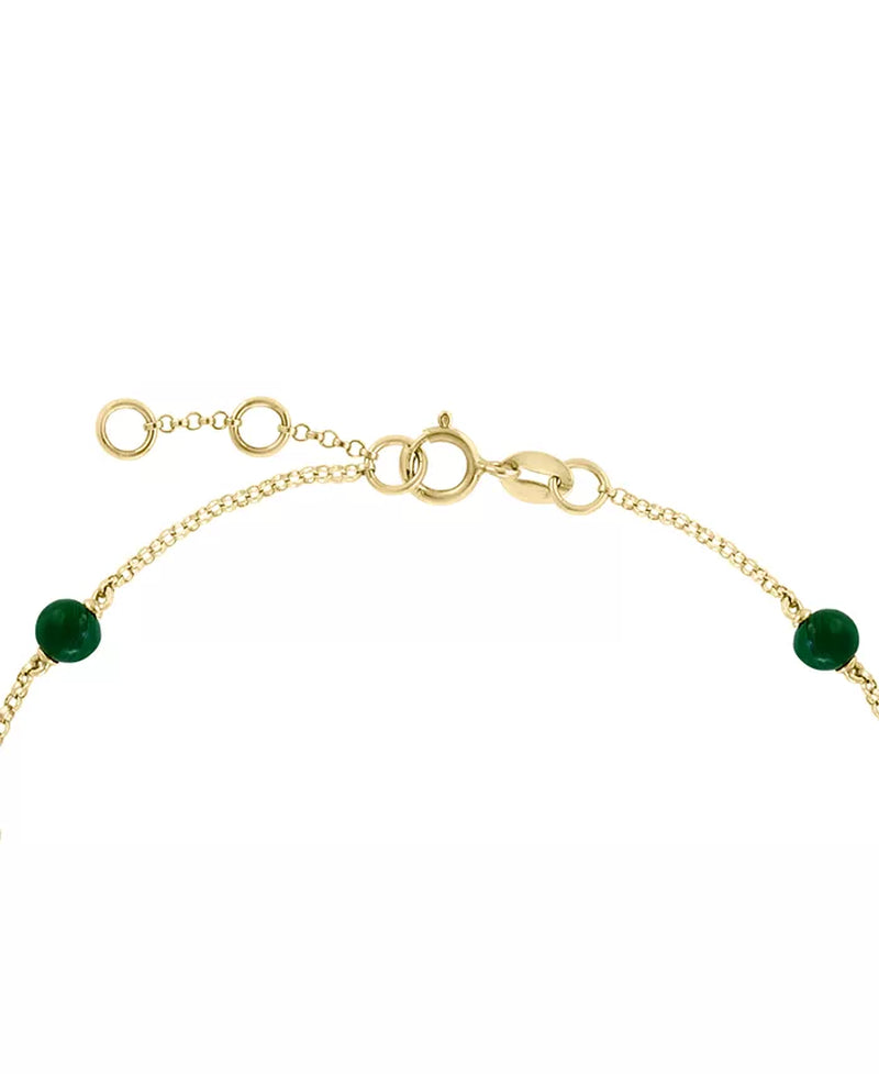 [1/20 Ct. T.W.] 14K Gold Malachite & Diamond Chain Bracelet