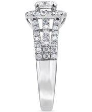 [14K, 1-3/4 Ct. T.W.] White Gold Diamond Halo Triple Row Bridal Set