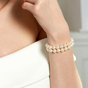 Sterling Silver White Double Freshwater Cultured Pearl Bracelet