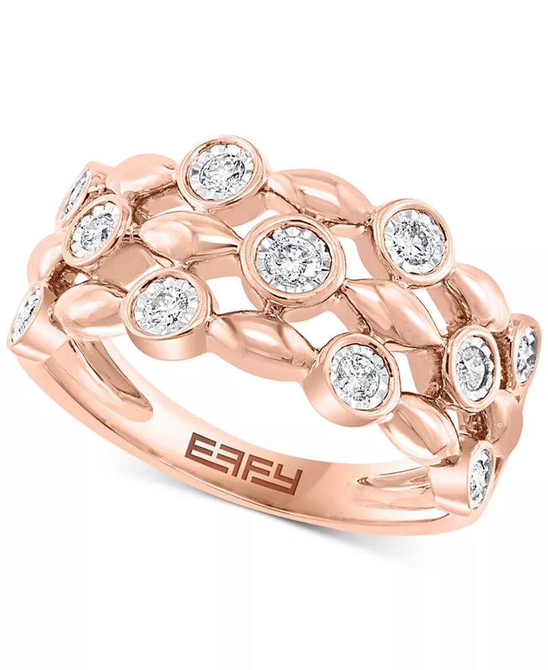 [14K, (1/4 Ct. T.W.] Rose Gold] EFFYÂ® Diamond Bezel Openwork Ring