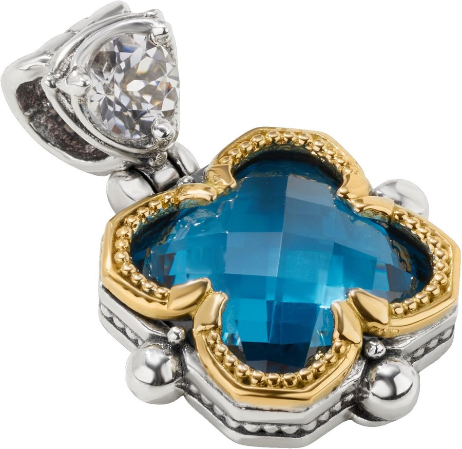 [18K] Yellow Gold Sterling Silver With Blue Spinel & White Sapphire Anthos' Pendant