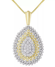 [14K, 1 Ct. T.W.] Two-Tone Gold Diamond Teardrop Cluster Pendant