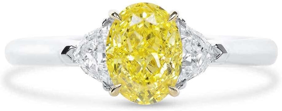 [18K, 1.27 carat] Yellow Gold Oval Fancy Vivid Yellow Color Diamond