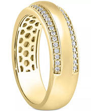 [10K, 1/3 Ct. T.W.] Gold Men's Diamond Double Row Band