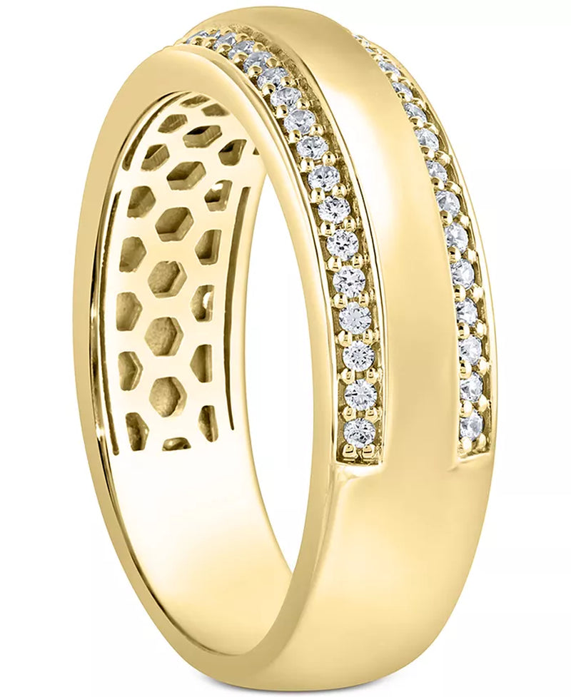 [10K, 1/3 Ct. T.W.] Gold Men's Diamond Double Row Band