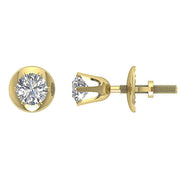 [14K, 0.30 Ct] Yellow Gold Solitaire Studs Earrings Natural Round Cut Diamond