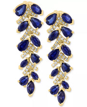 [14K] Yellow Gold  Blue Sapphire (4-1/3 Ct. T.W.) & Diamond (1/4 Ct. T.W.) Drop Earrings