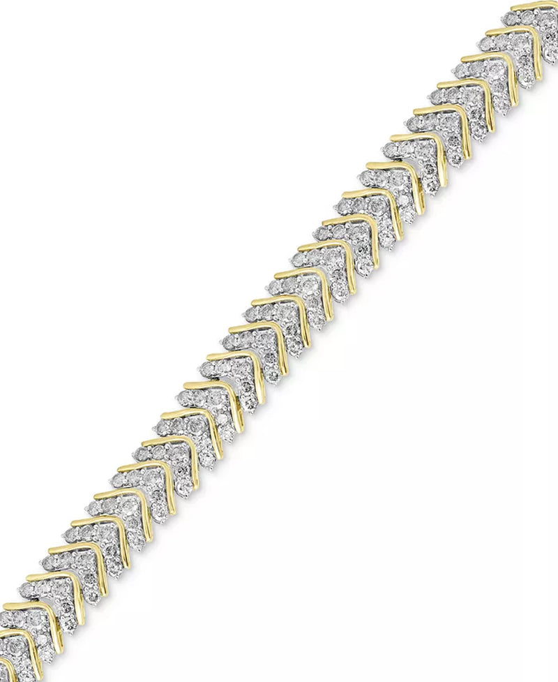 [10K, 7 Ct. T.W.] Gold Diamond Chevron Link Bracelet