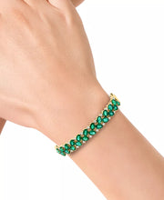 [14K] Gold Emerald (9-3/8 Ct. T.W.) & Diamond (7/8 Ct. T.W.) Oval Cluster Bangle Bracelet