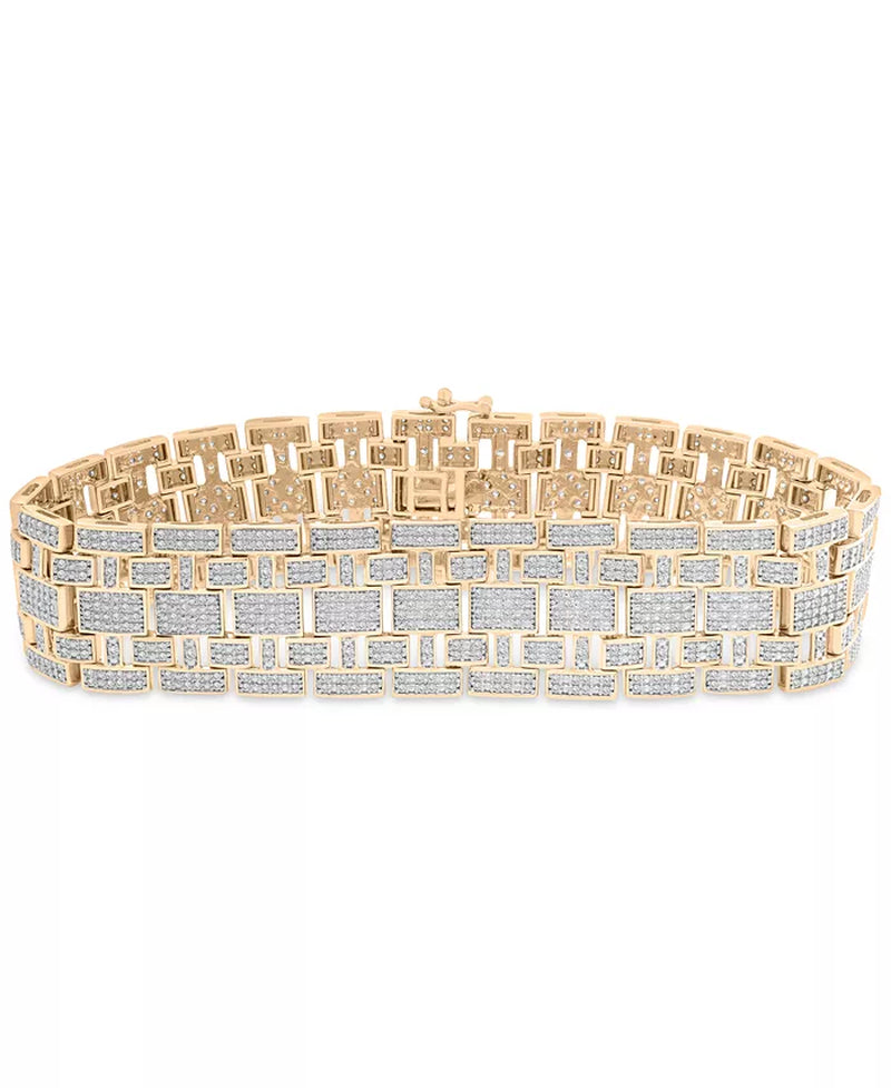 [14K, 4 Ct. T.W] Men's Gold-Plated Sterling Silver Diamond Bracelet