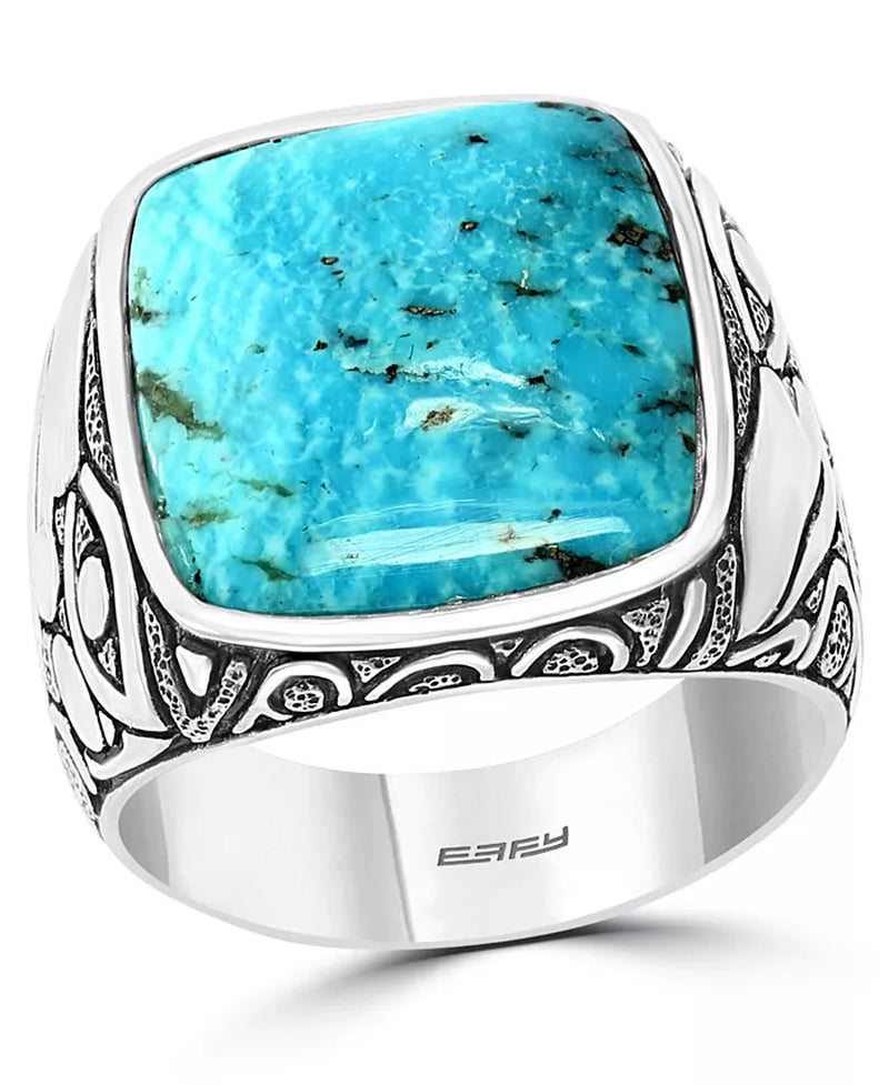 EFFY® Men'S Turquoise Eagle Ring in Sterling Silver