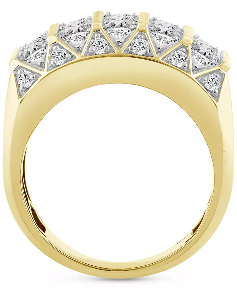 [10K, (2 Ct. T.W.] Gold Mens Diamond Multi Row Statement Ring