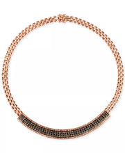 [14K, 6-1/4 Ct. T.W.]  Rose Gold Chocolate Diamond & Vanilla Diamond Cluster 17" Collar Necklace