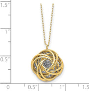 [14K] Gold Two-Tone Polished Italian Avariah Diamond Cut Love Knot Necklace