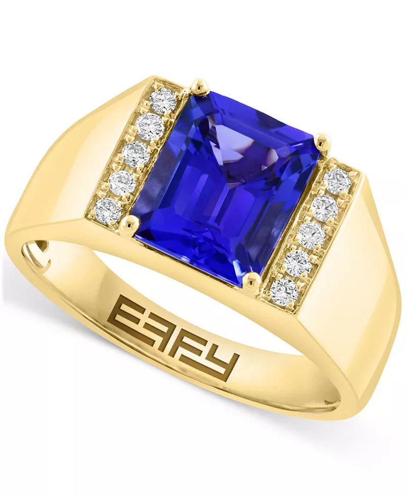 [14K, 3-1/3 Ct. T.W.] Gold Tanzanite & Diamonds (1/6 Ct. T.W.) Ring