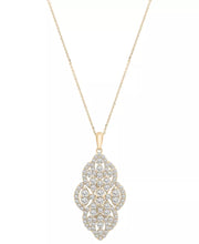 [14K, 1-1/2 Ct. T.W.) White or Yellow Gold Diamond Filigree Cluster 18" Pendant