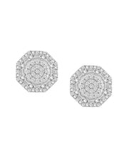 [10K, 1/4 Ct. T.W.] Gold Diamond Octagon Cluster Stud Earrings