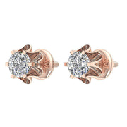 [14K, 0.55 Ct ]White Gold Six Prong Solitaire Lab Grown Round Diamond Studs