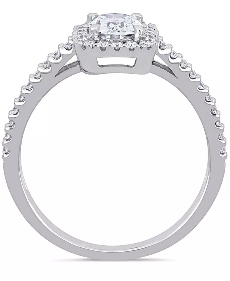 Diamond Oval Center Halo Engagement Ring (1 Ct. T.W.) in 14K White Gold