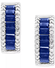 [14K] White Gold Sapphire (1-1/2 Ct. T.W.) & Diamond (3/8 Ct. T.W.) Earrings