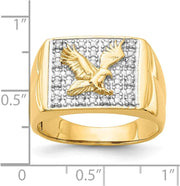 [14K] Rhodium Plated Yellow Gold Diamond Ring