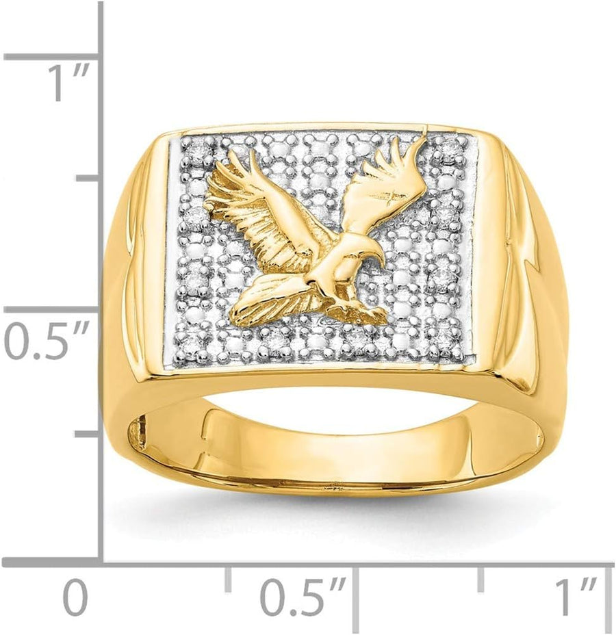 [14K] Rhodium Plated Yellow Gold Diamond Ring