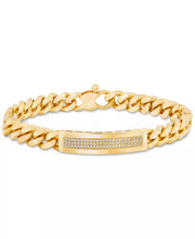 [ 14K, 1/2 Ct. T.W.] Gold over Sterling Silver Mens Diamond D Bracelet