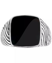 Sterling Silver Mens Bold Onyx Ring 