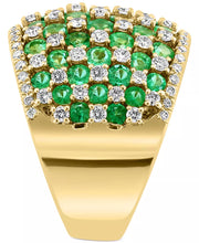 [14K] Gold Emerald (3-3/4 Ct. T.W.) & Diamond (1-1/5 Ct. T.W.) Statement Ring